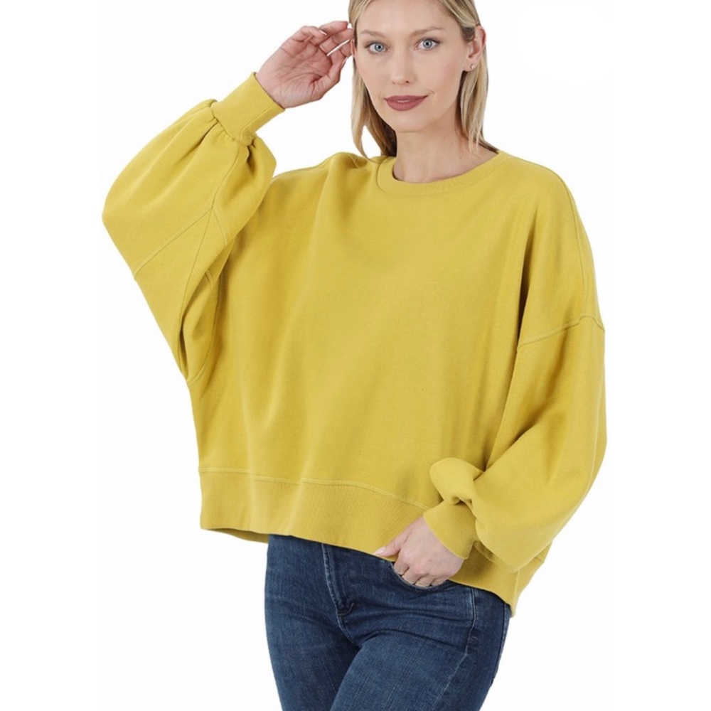 Zenana Outfitters Women's Yellow Crew Neck Sweater